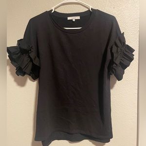 RO&DE Ruffle Sleeve Black Top